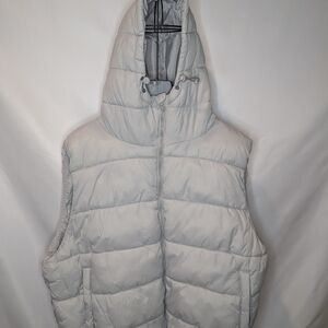 French Connection Silver Hooded Puffer Vest